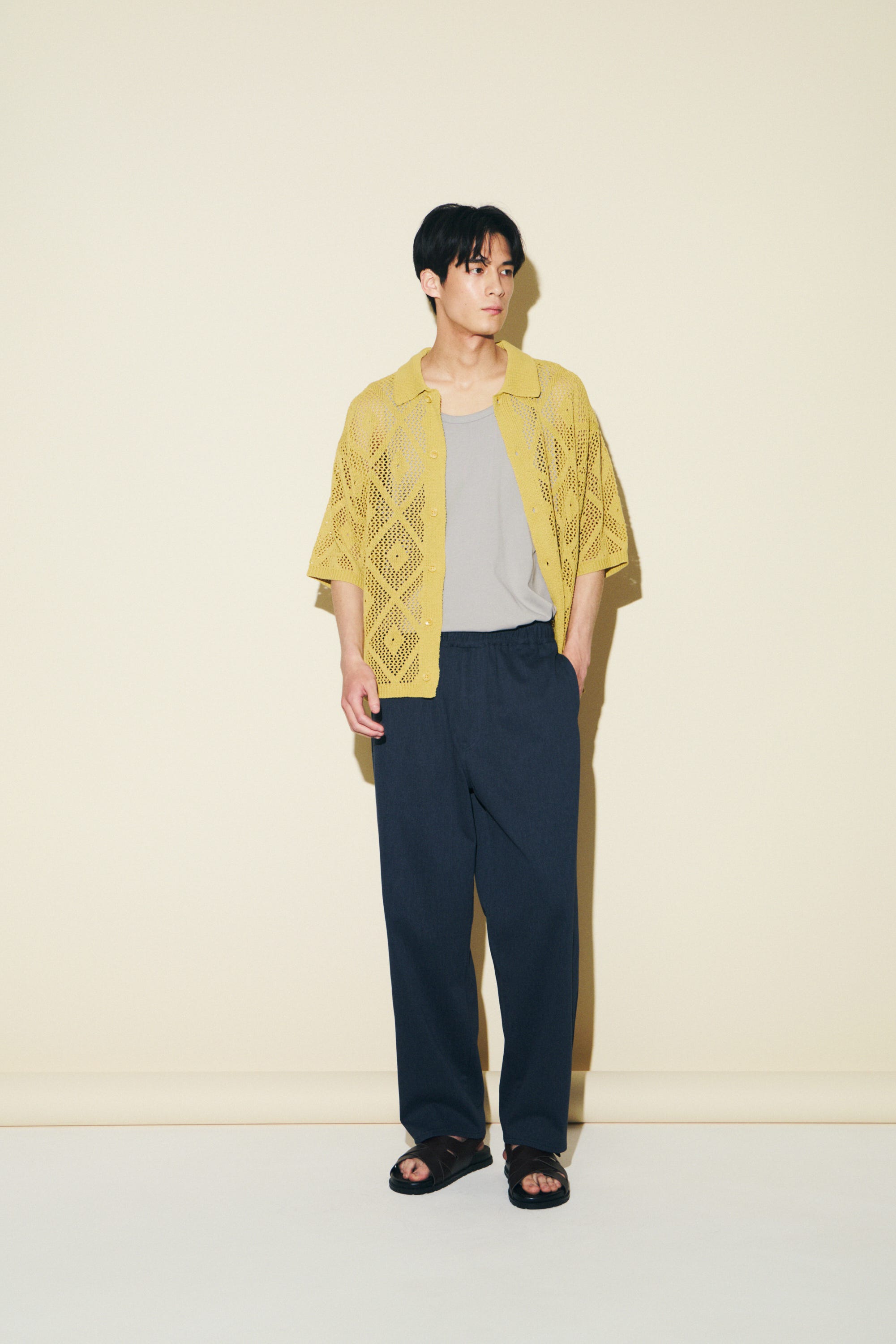 EASY ACTIONワイドパンツ BLK L