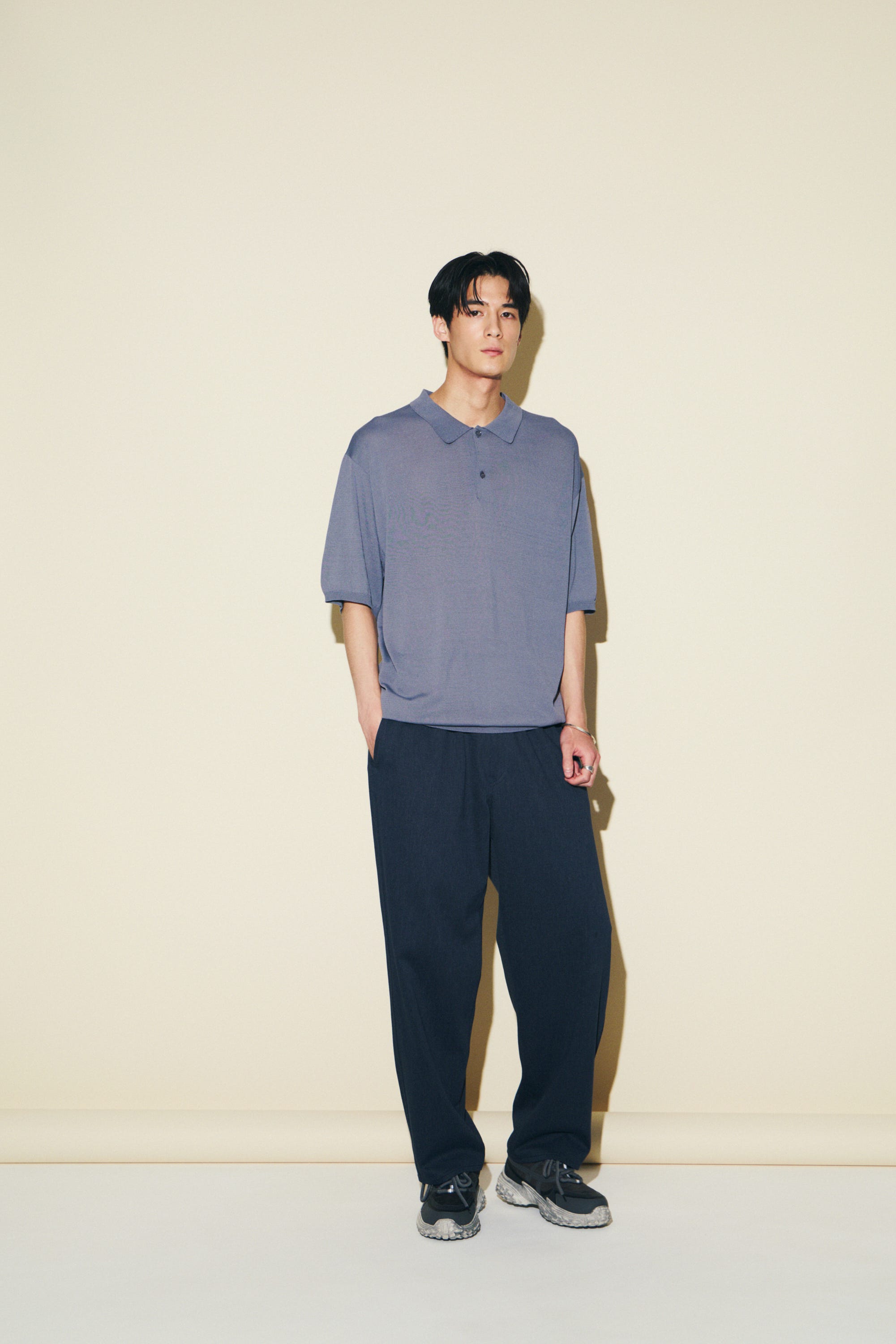 EASY ACTIONワイドパンツ BLK L