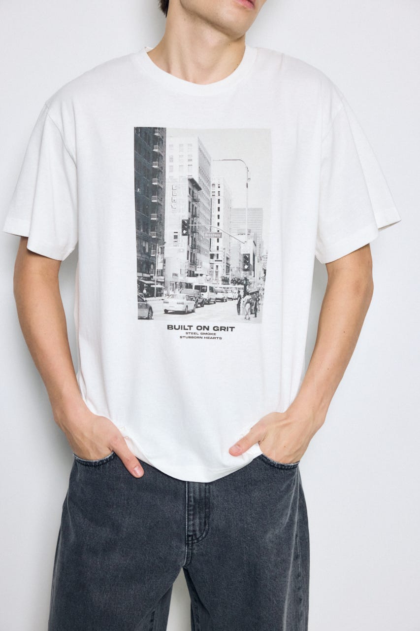 フォトプリント半袖TEE WHT L
