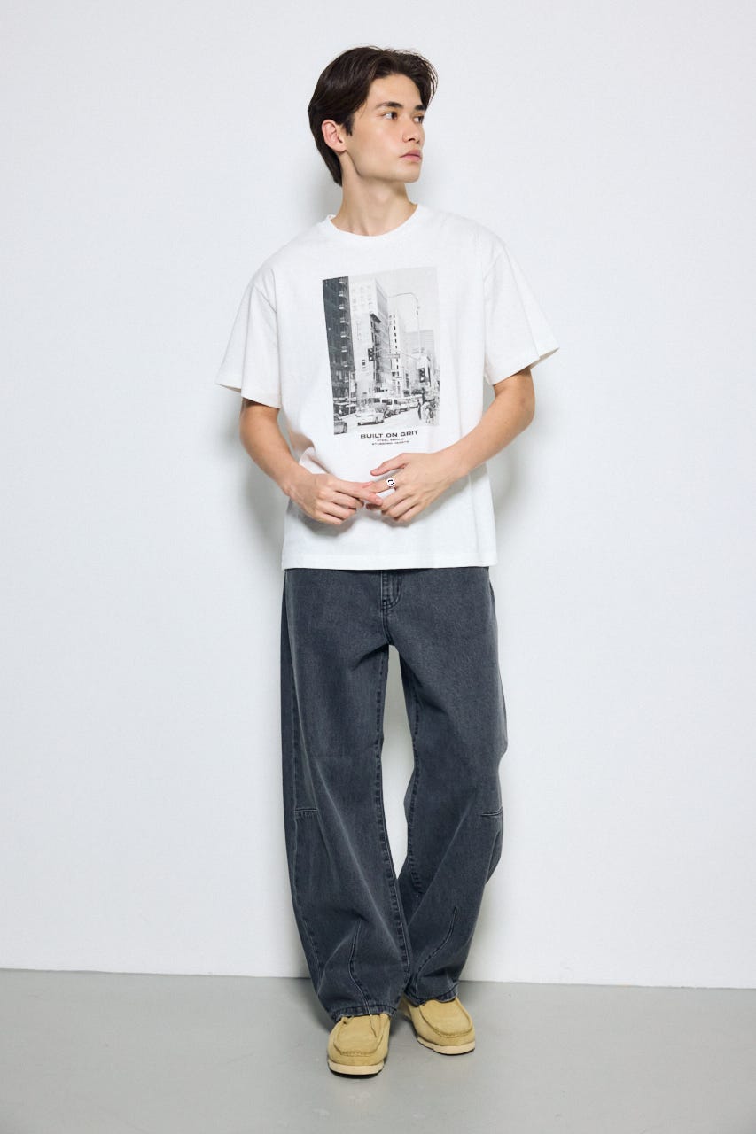 フォトプリント半袖TEE WHT L