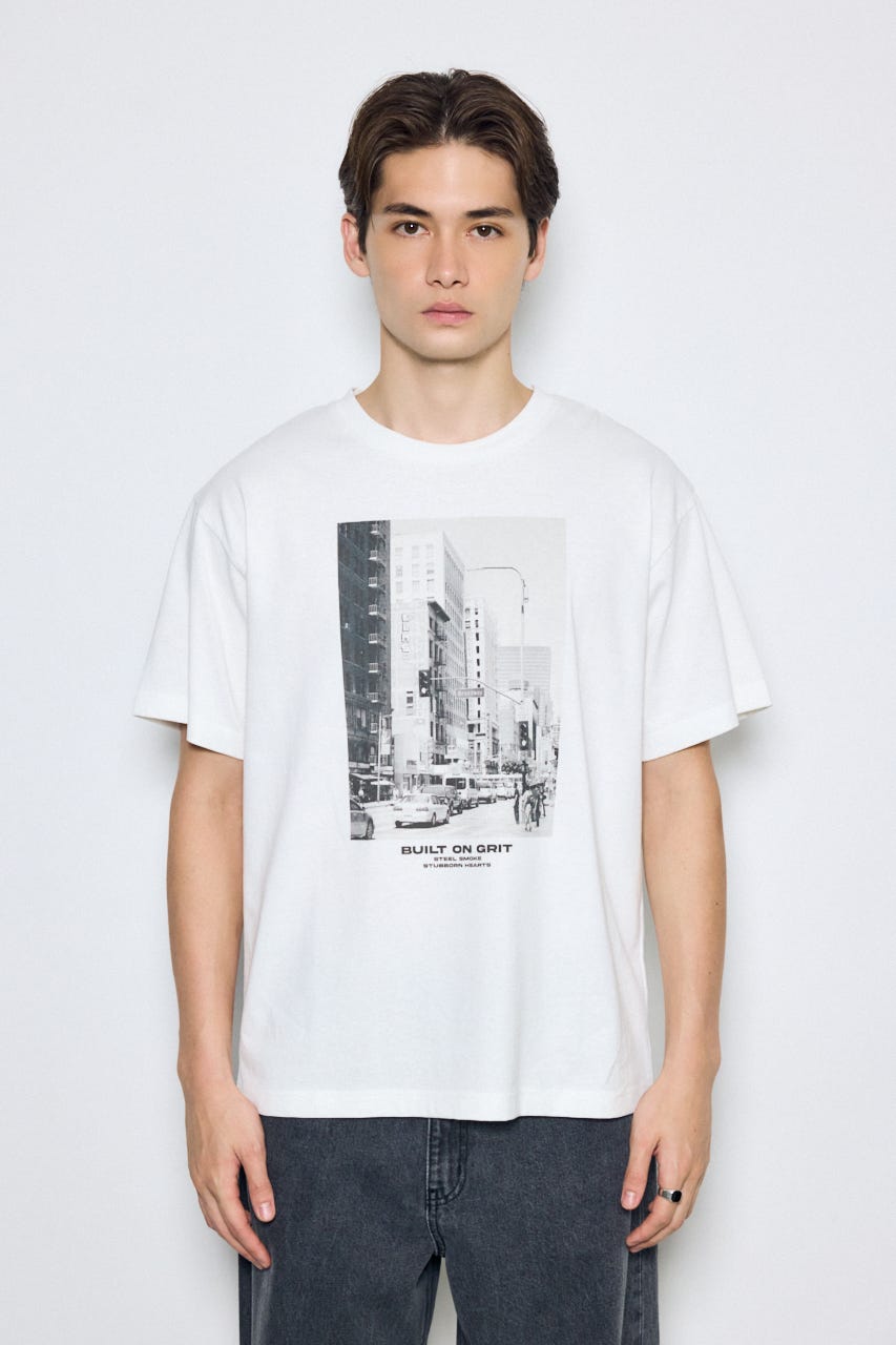 フォトプリント半袖TEE WHT L