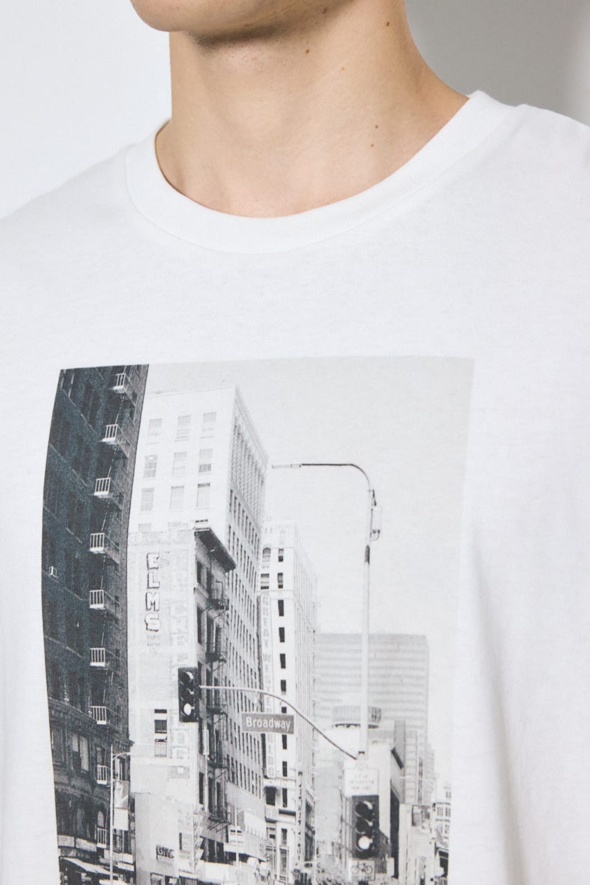 フォトプリント半袖TEE WHT L