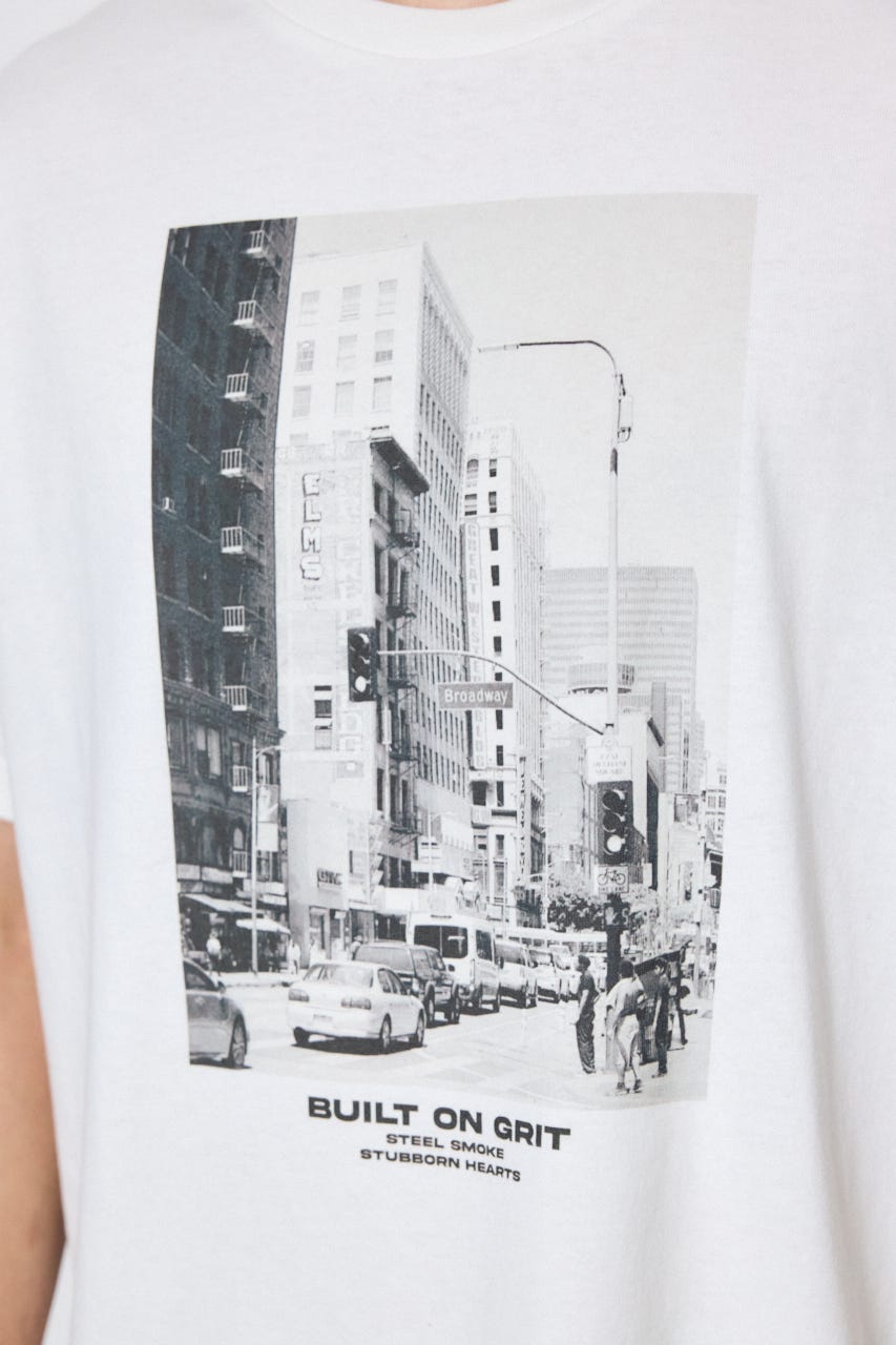 フォトプリント半袖TEE WHT L