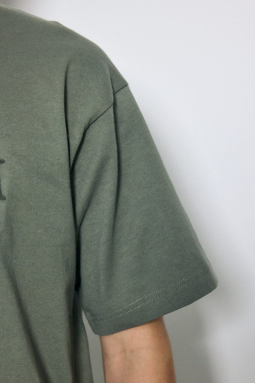 ブラシ刺繍半袖TEE KHA M