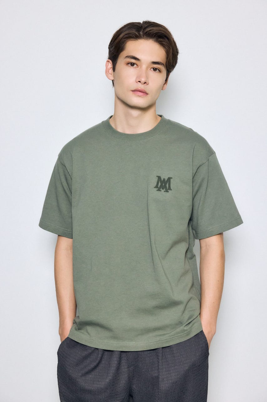 ブラシ刺繍半袖TEE KHA M