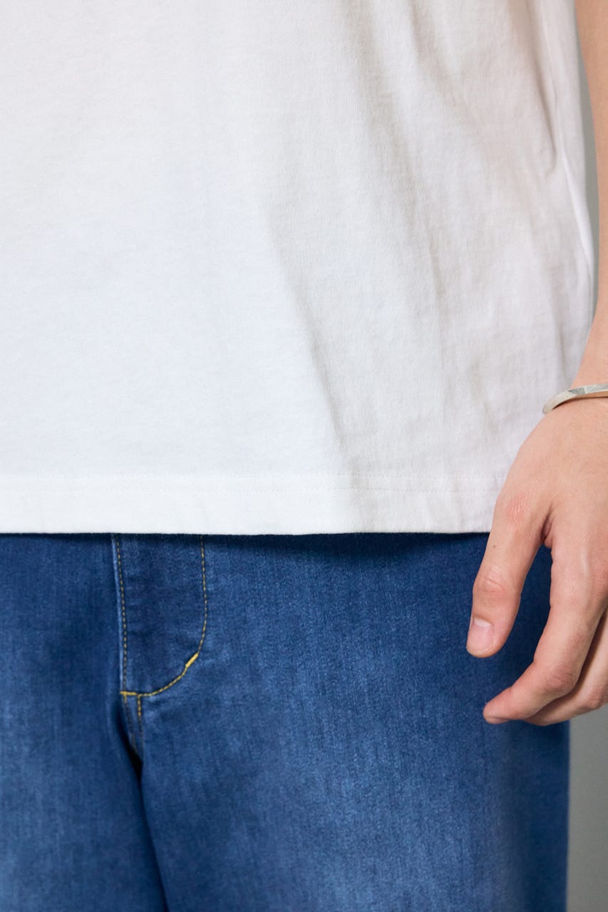 ブラシ刺繍半袖TEE WHT L