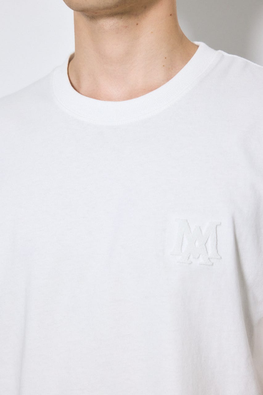 ブラシ刺繍半袖TEE WHT L