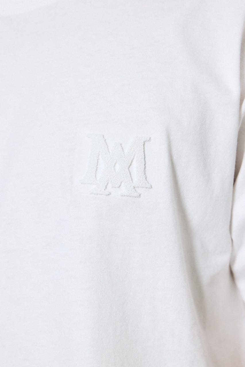 ブラシ刺繍半袖TEE WHT L
