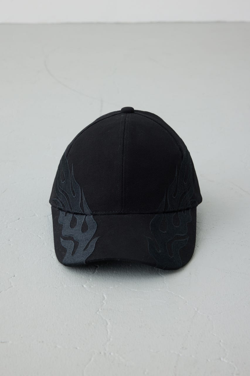 ファイア刺繍キャップ BLK FREE