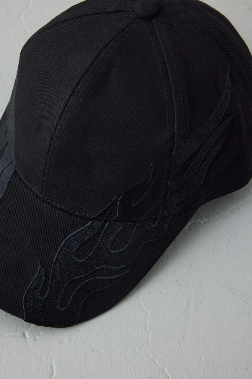 ファイア刺繍キャップ BLK FREE