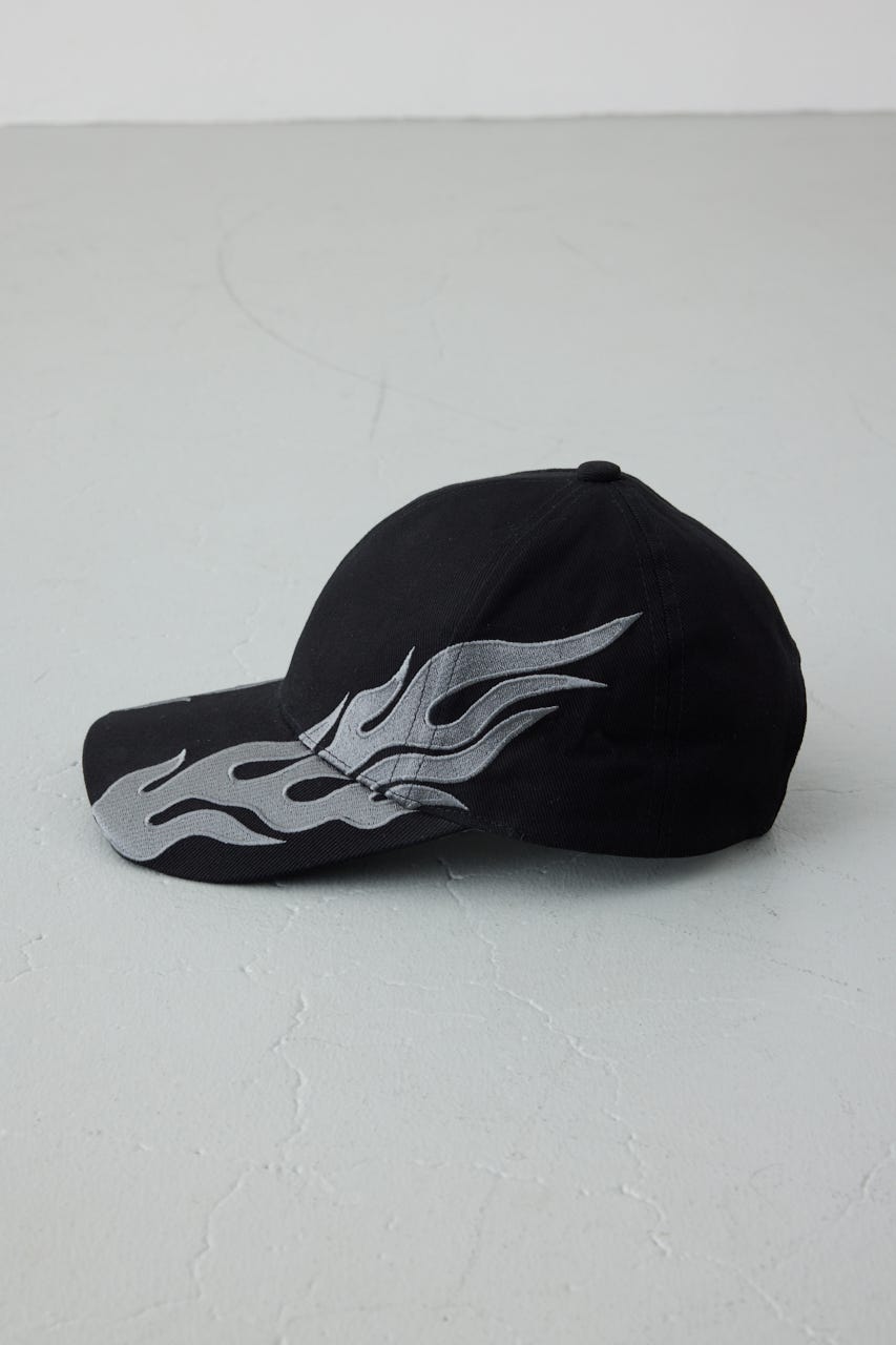ファイア刺繍キャップ 柄BLK FREE