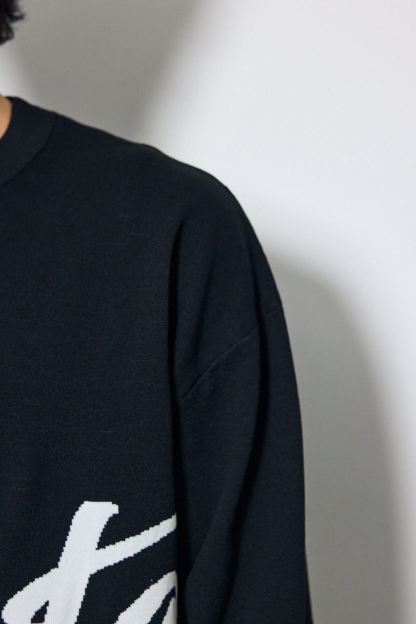リバーシブル総柄グラフィックニット BLK L