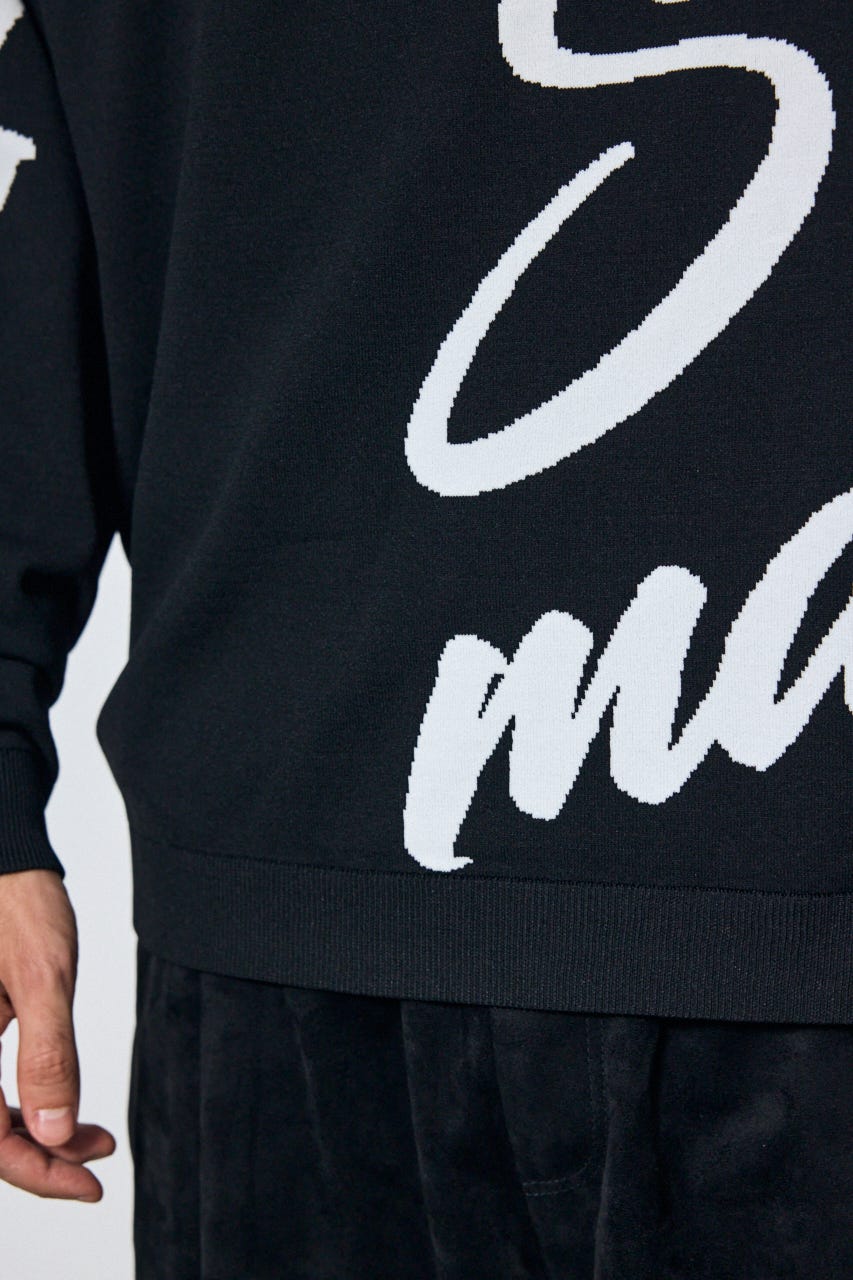 リバーシブル総柄グラフィックニット BLK L