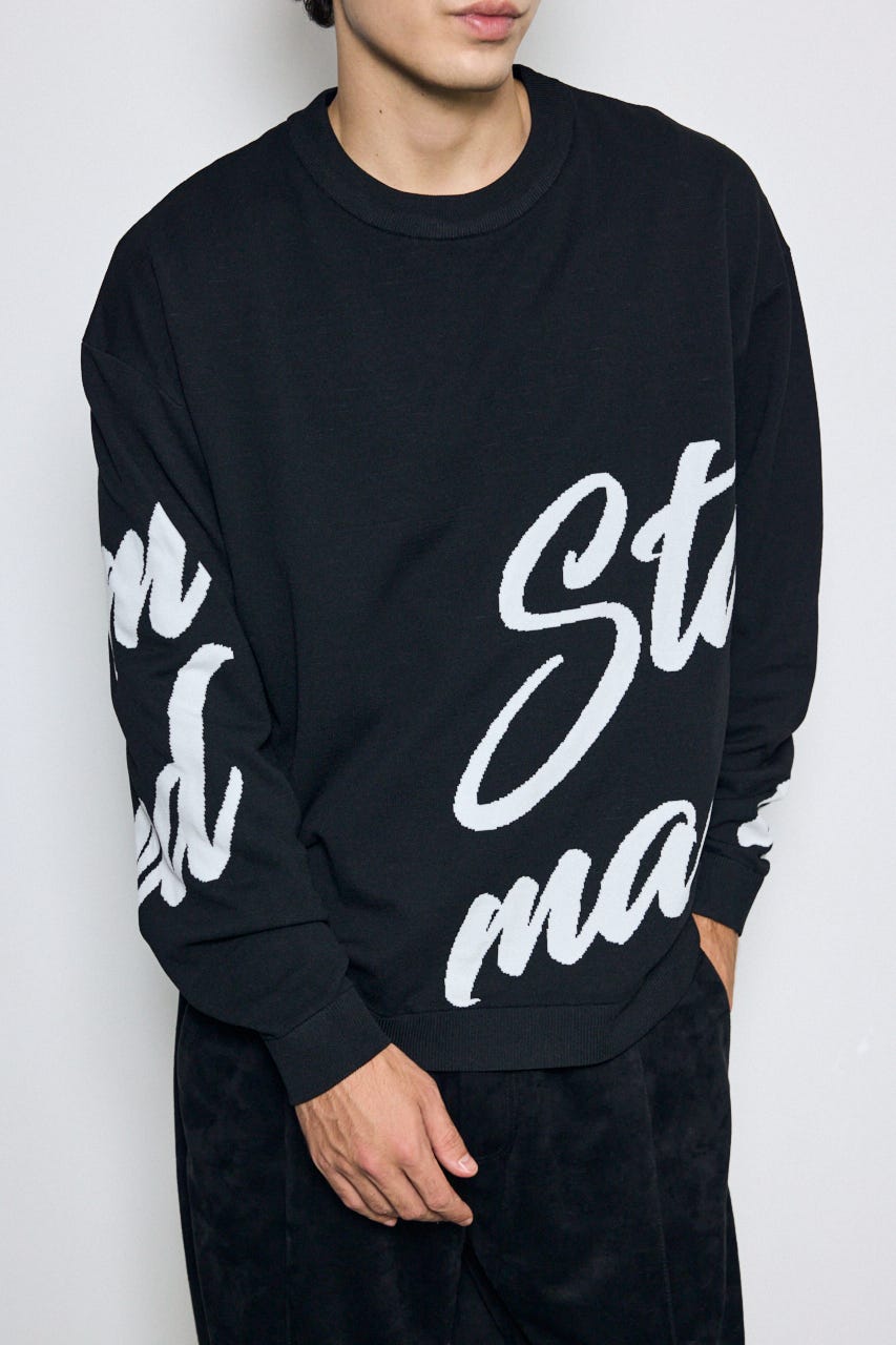 リバーシブル総柄グラフィックニット BLK L