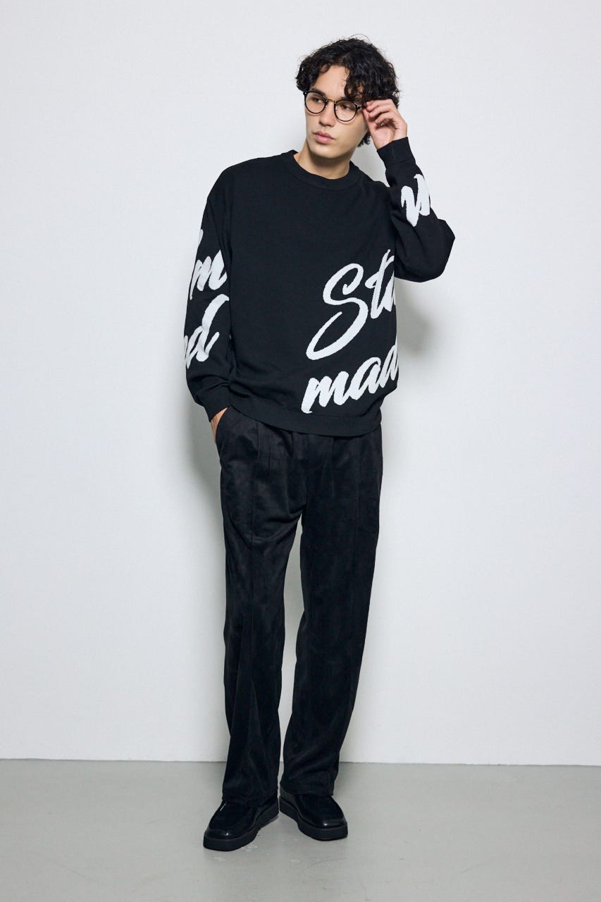 リバーシブル総柄グラフィックニット BLK L
