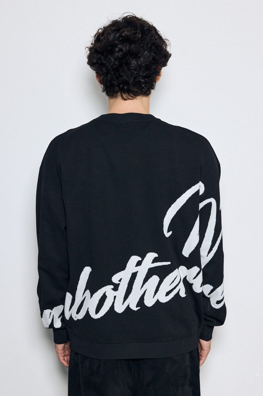 リバーシブル総柄グラフィックニット BLK L