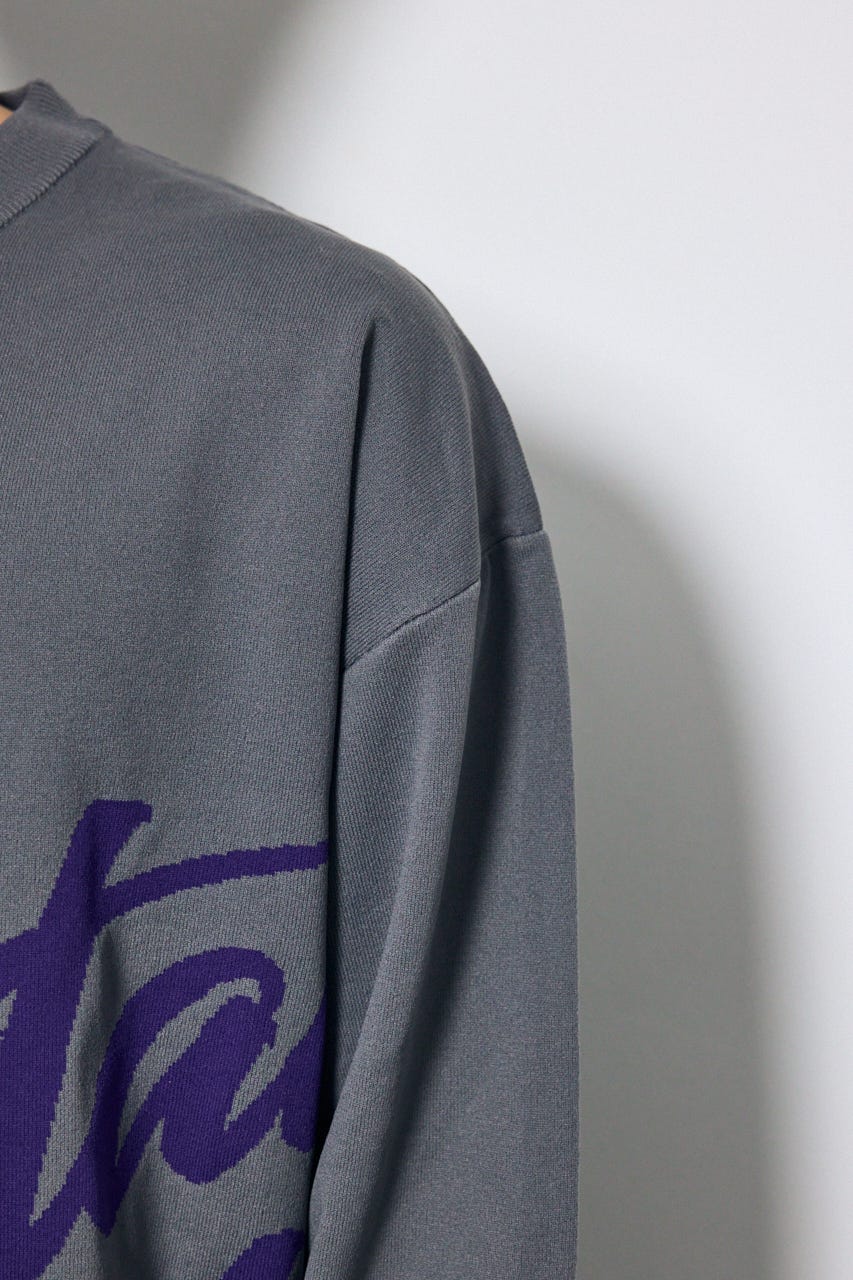 リバーシブル総柄グラフィックニット GRY L