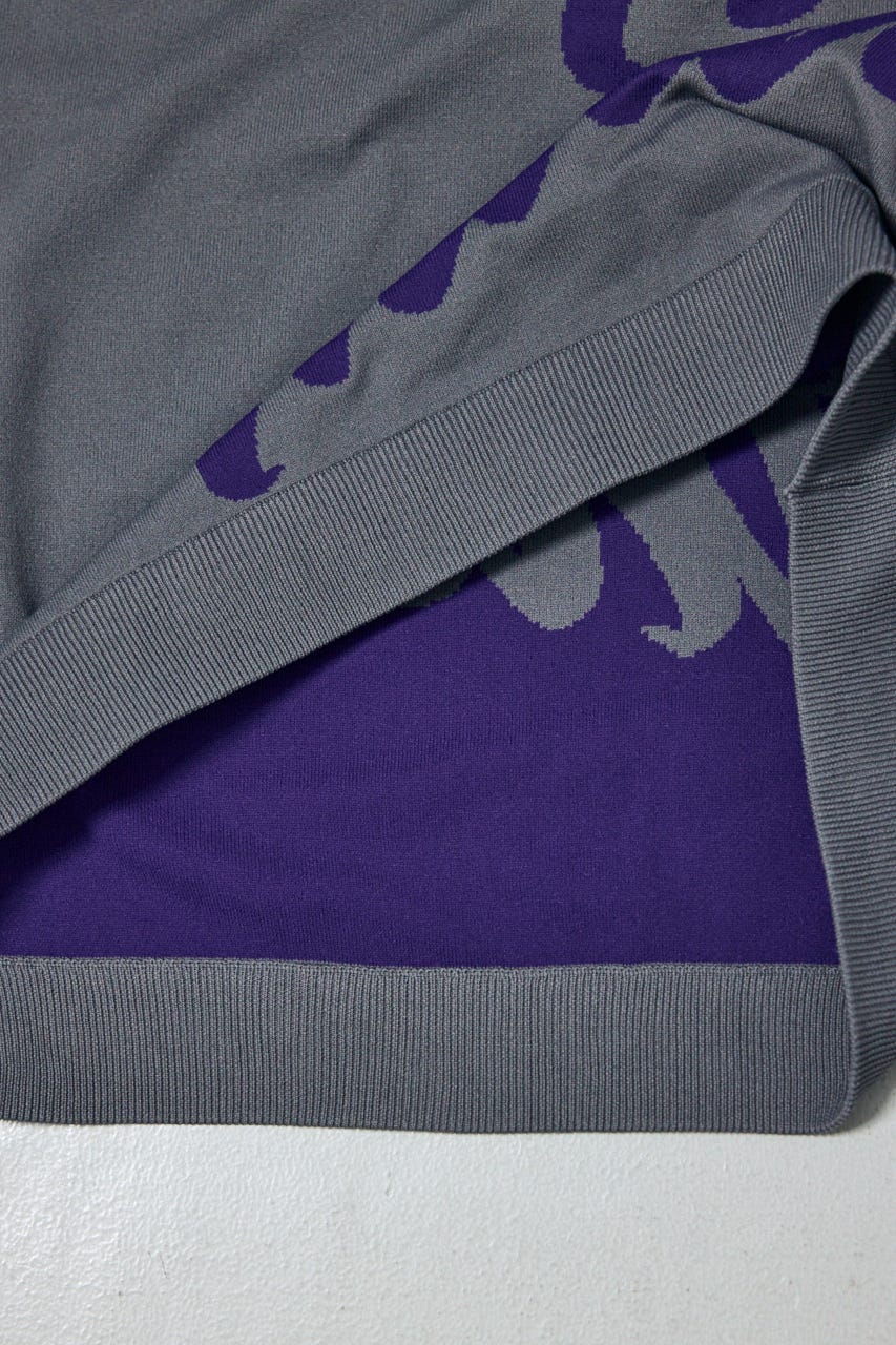 リバーシブル総柄グラフィックニット GRY L