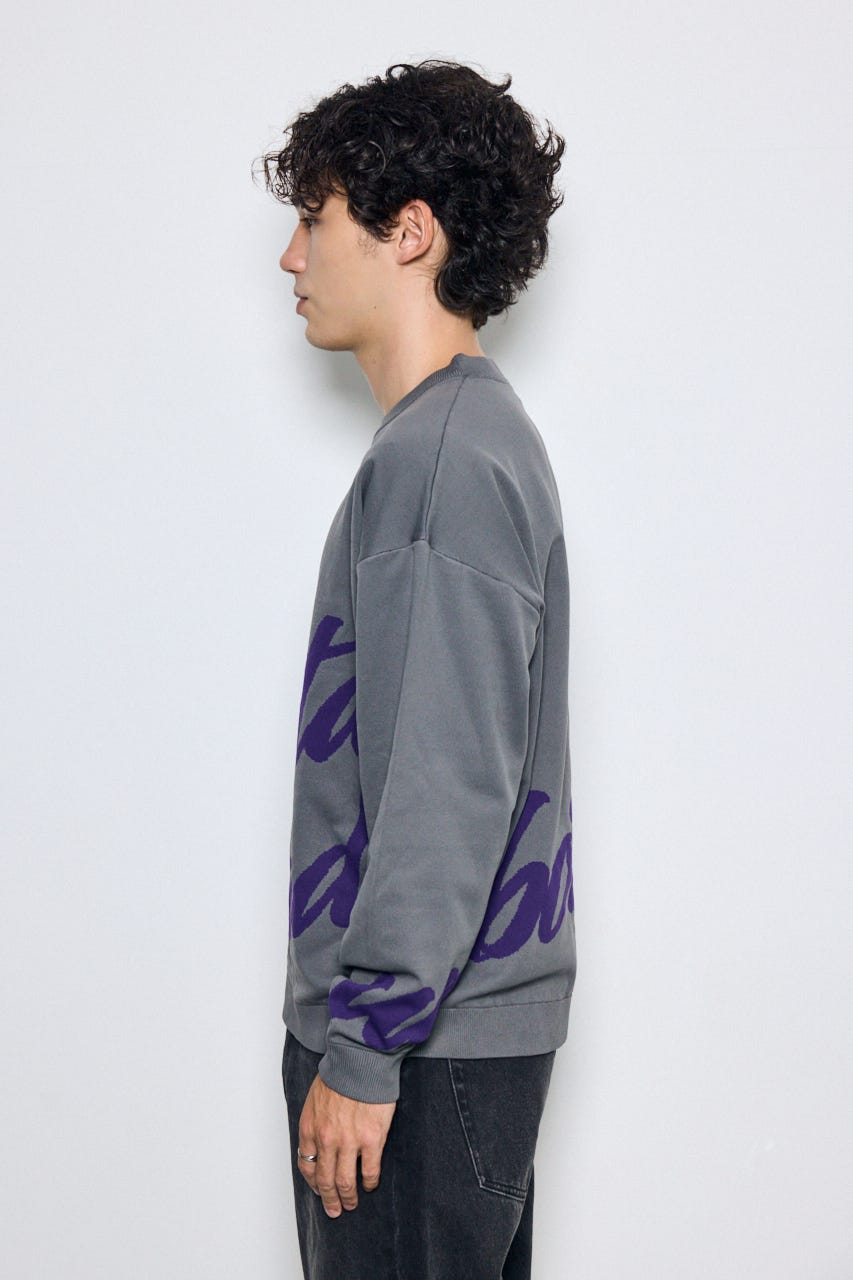 リバーシブル総柄グラフィックニット GRY L