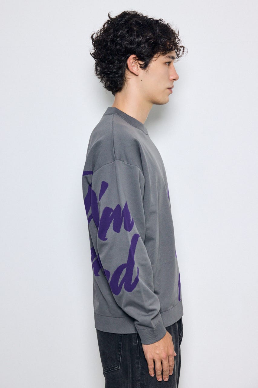 リバーシブル総柄グラフィックニット GRY L