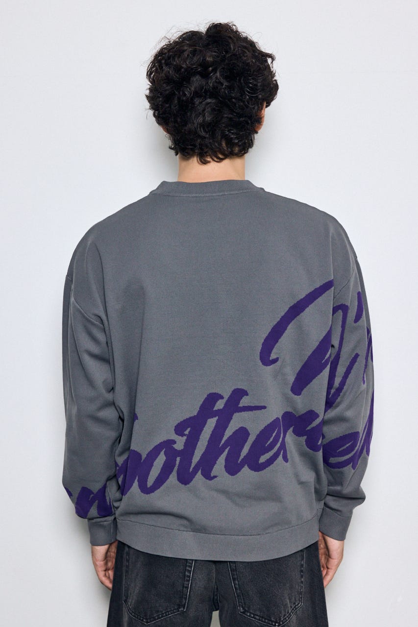 リバーシブル総柄グラフィックニット GRY L