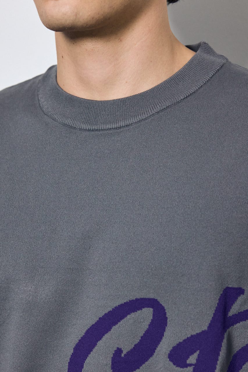 リバーシブル総柄グラフィックニット GRY L