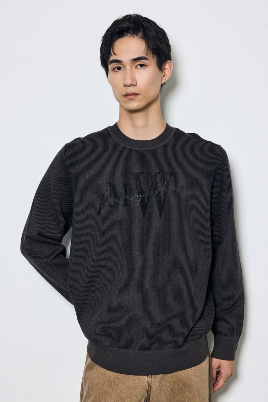ストライプロゴニットトップス 柄BLK L