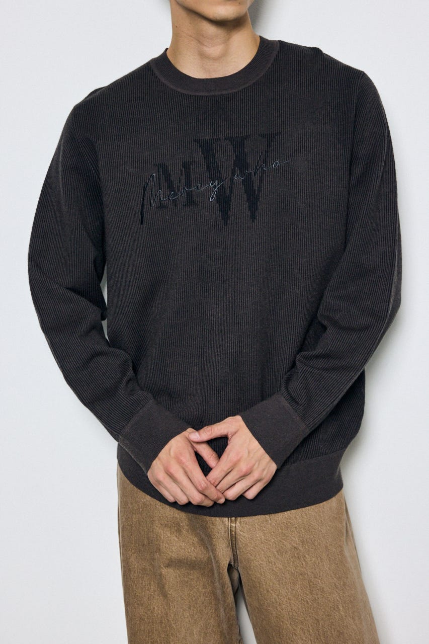 ストライプロゴニットトップス 柄BLK L