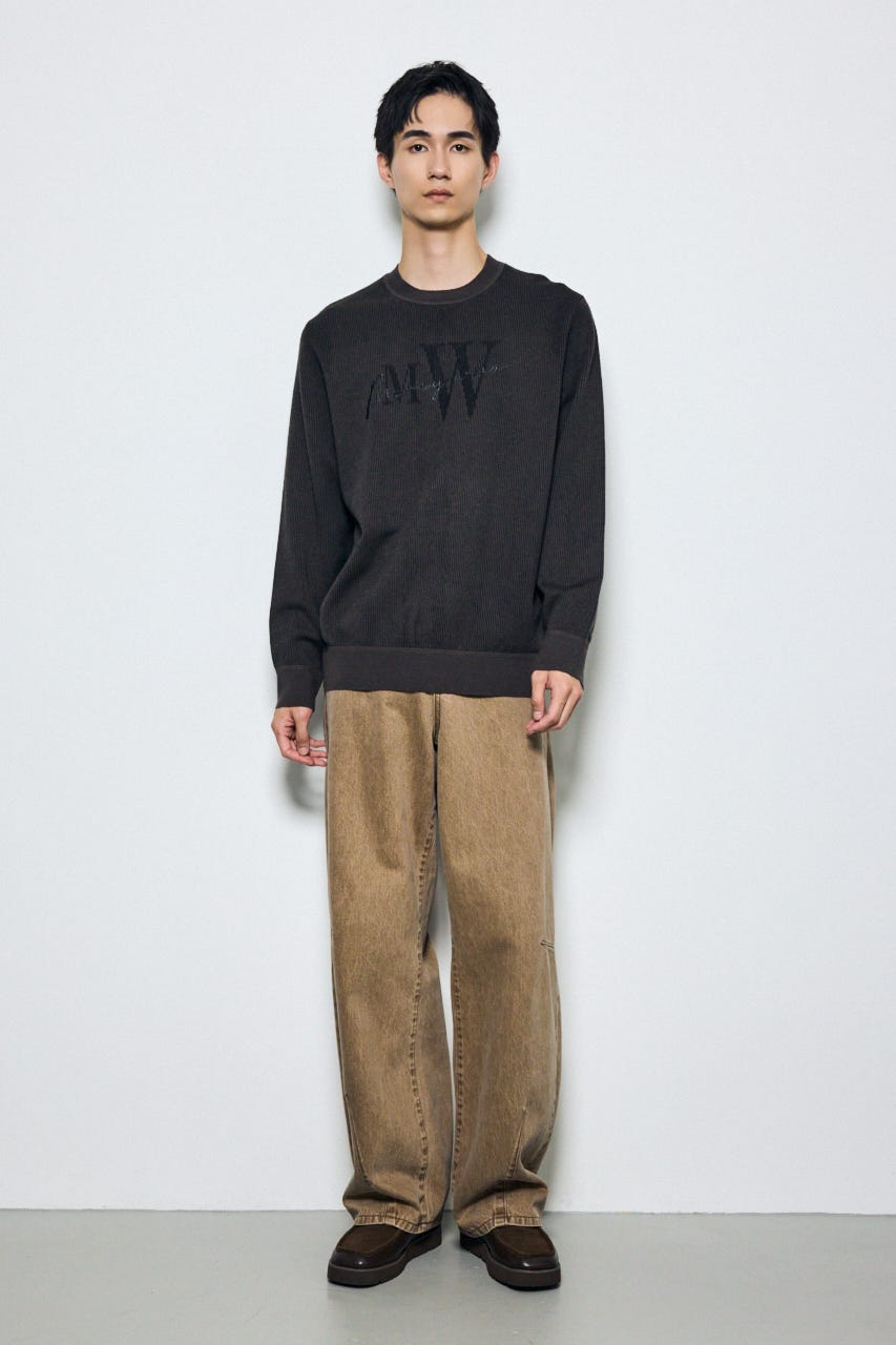 ストライプロゴニットトップス 柄BLK L