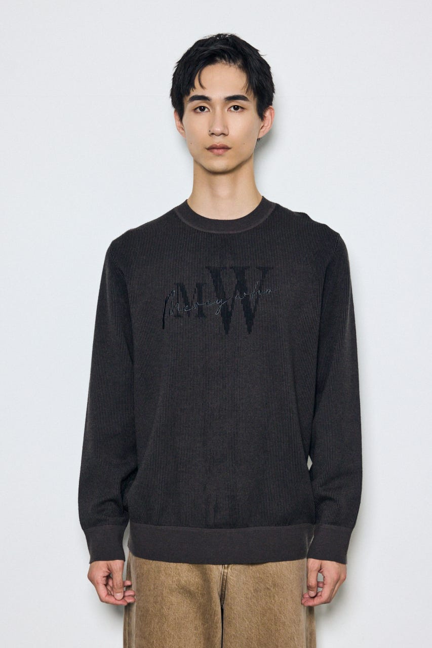 ストライプロゴニットトップス 柄BLK L