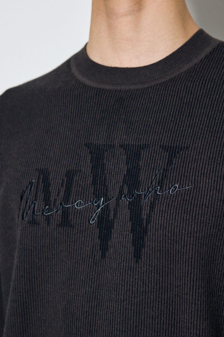 ストライプロゴニットトップス 柄BLK L