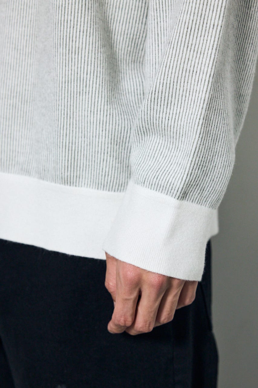 ストライプロゴニットトップス 柄WHT M