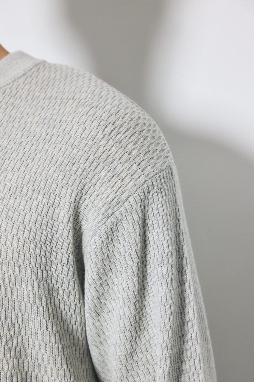 【AW先行アイテム】ハニカムクルーネックニットトップス T.GRY M