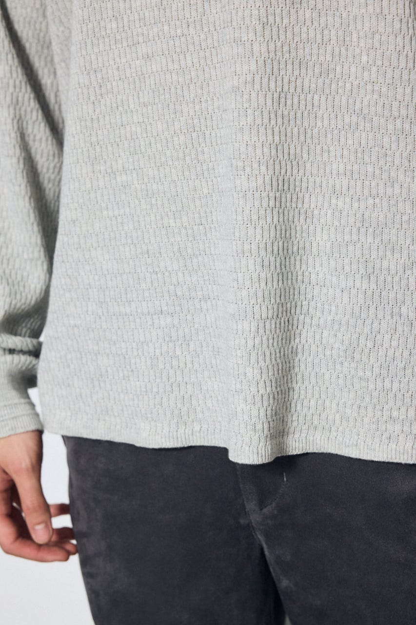 【AW先行アイテム】ハニカムクルーネックニットトップス T.GRY M