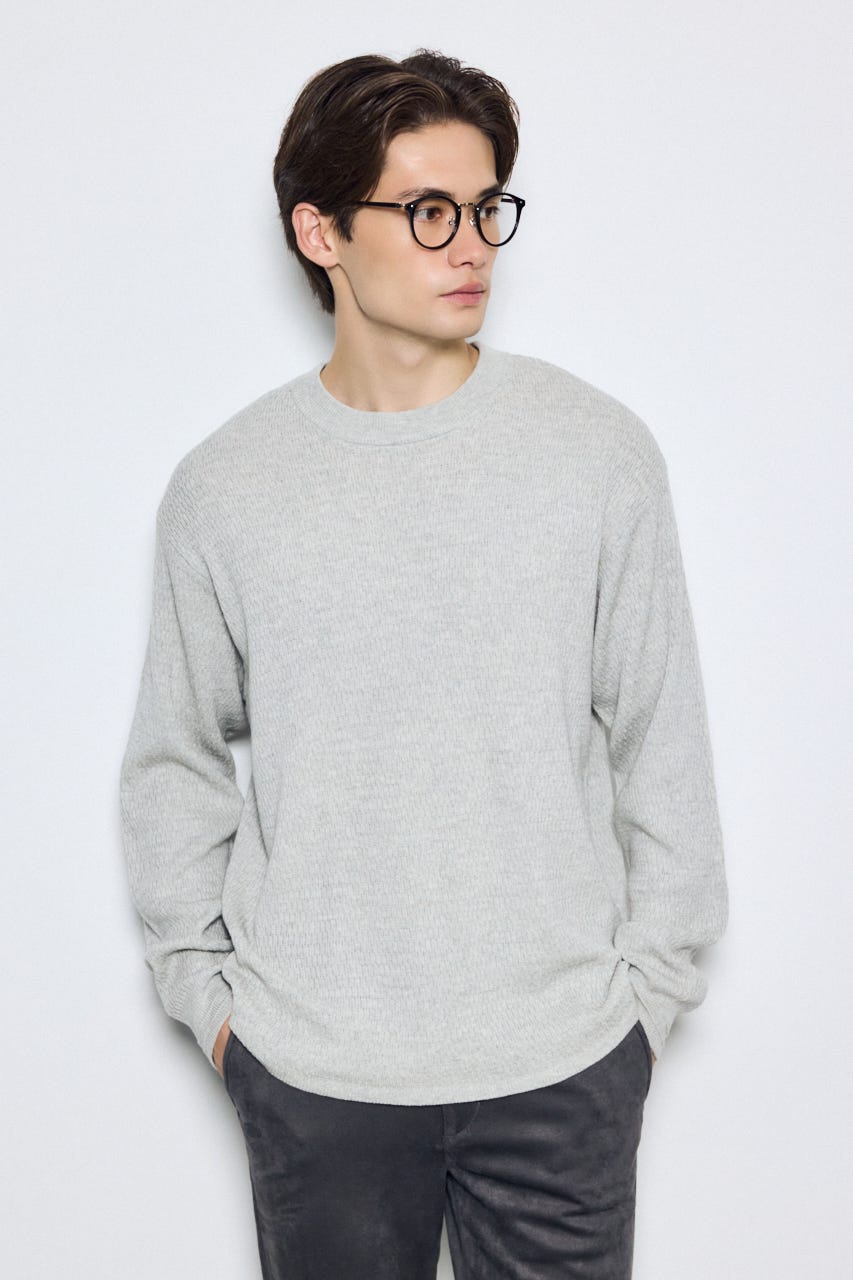 【AW先行アイテム】ハニカムクルーネックニットトップス T.GRY M