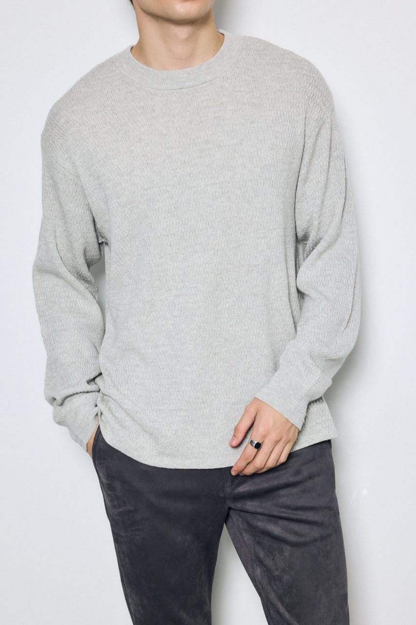 【AW先行アイテム】ハニカムクルーネックニットトップス T.GRY M