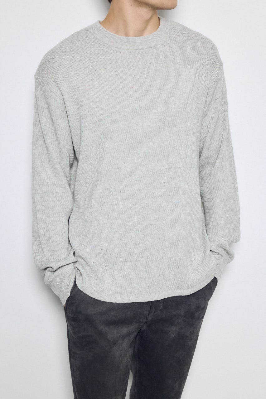 【AW先行アイテム】ハニカムクルーネックニットトップス T.GRY M