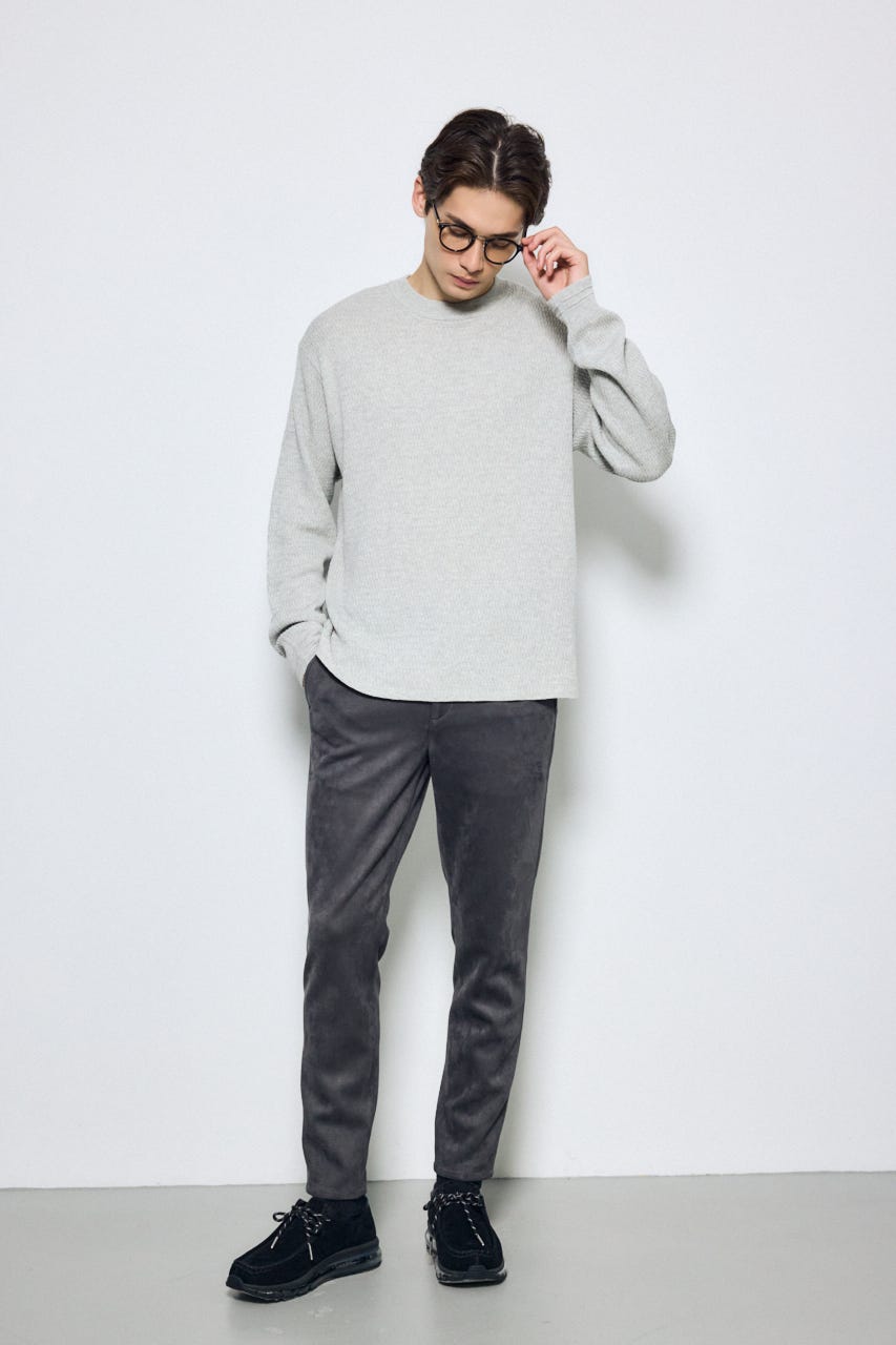 【AW先行アイテム】ハニカムクルーネックニットトップス T.GRY M