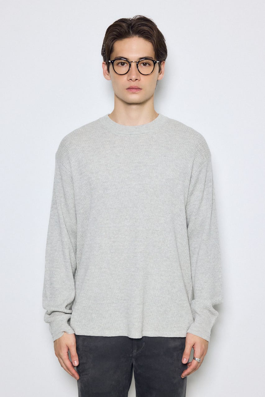 【AW先行アイテム】ハニカムクルーネックニットトップス T.GRY M