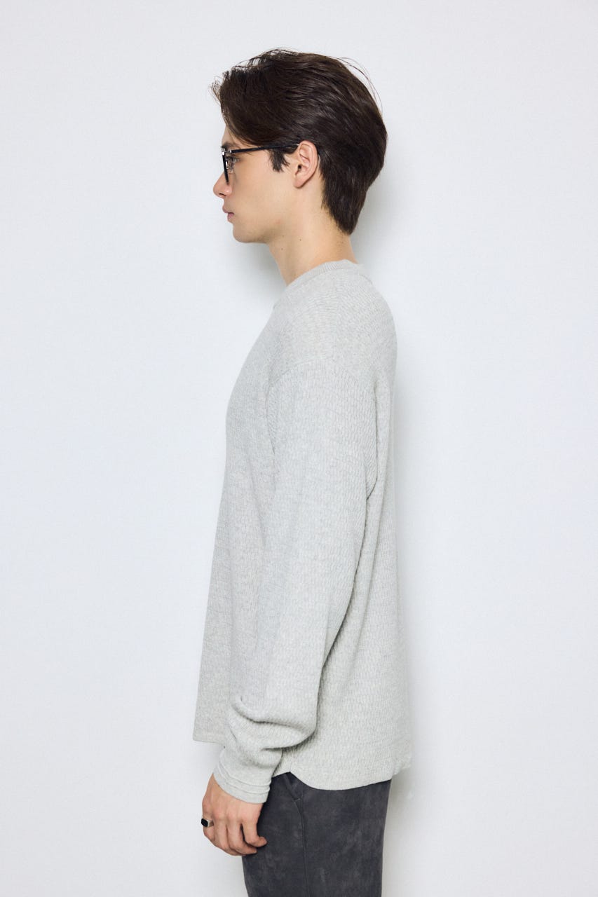 【AW先行アイテム】ハニカムクルーネックニットトップス T.GRY M