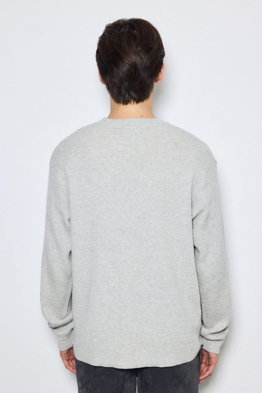 【AW先行アイテム】ハニカムクルーネックニットトップス T.GRY M