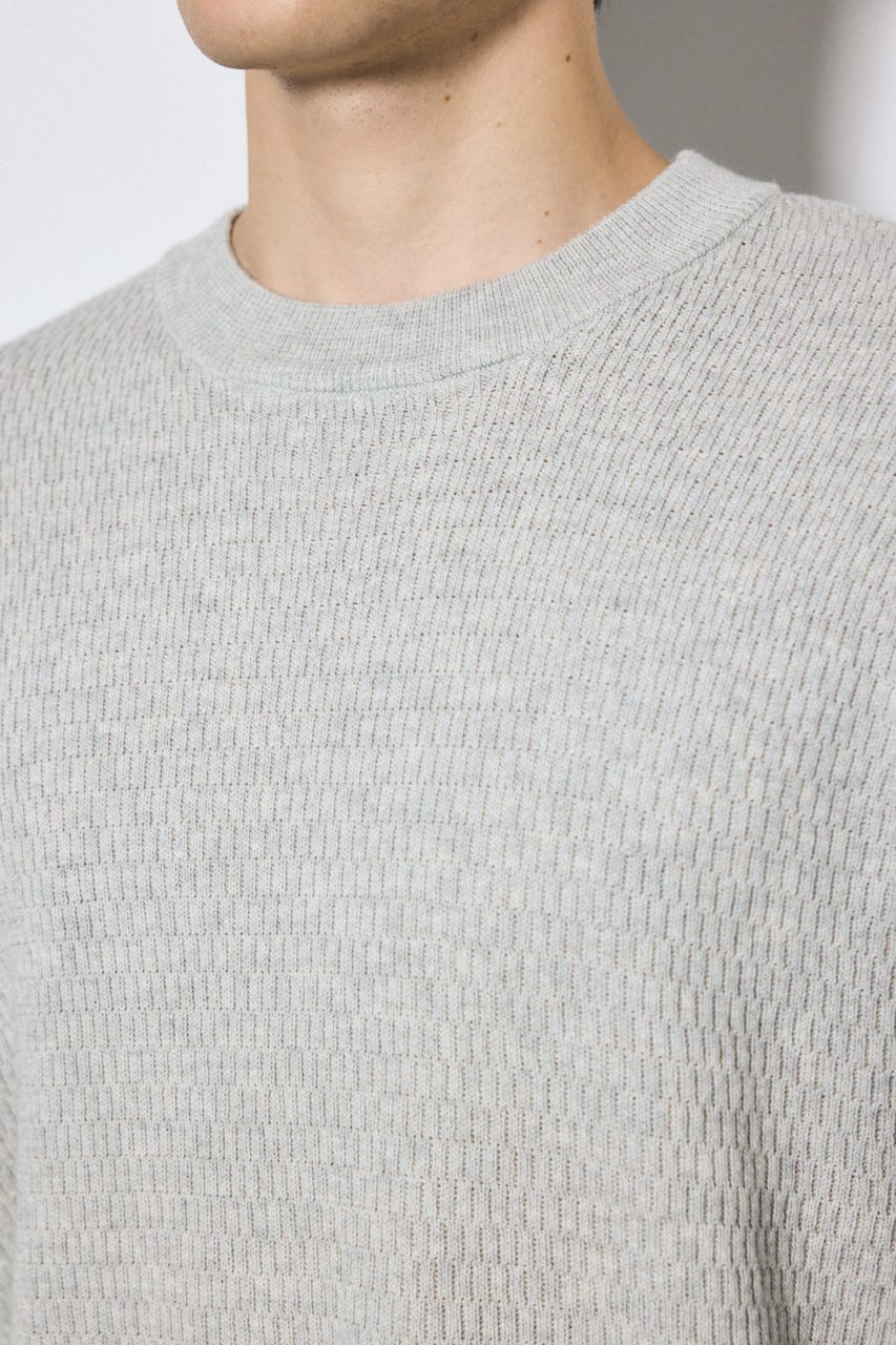 【AW先行アイテム】ハニカムクルーネックニットトップス T.GRY M