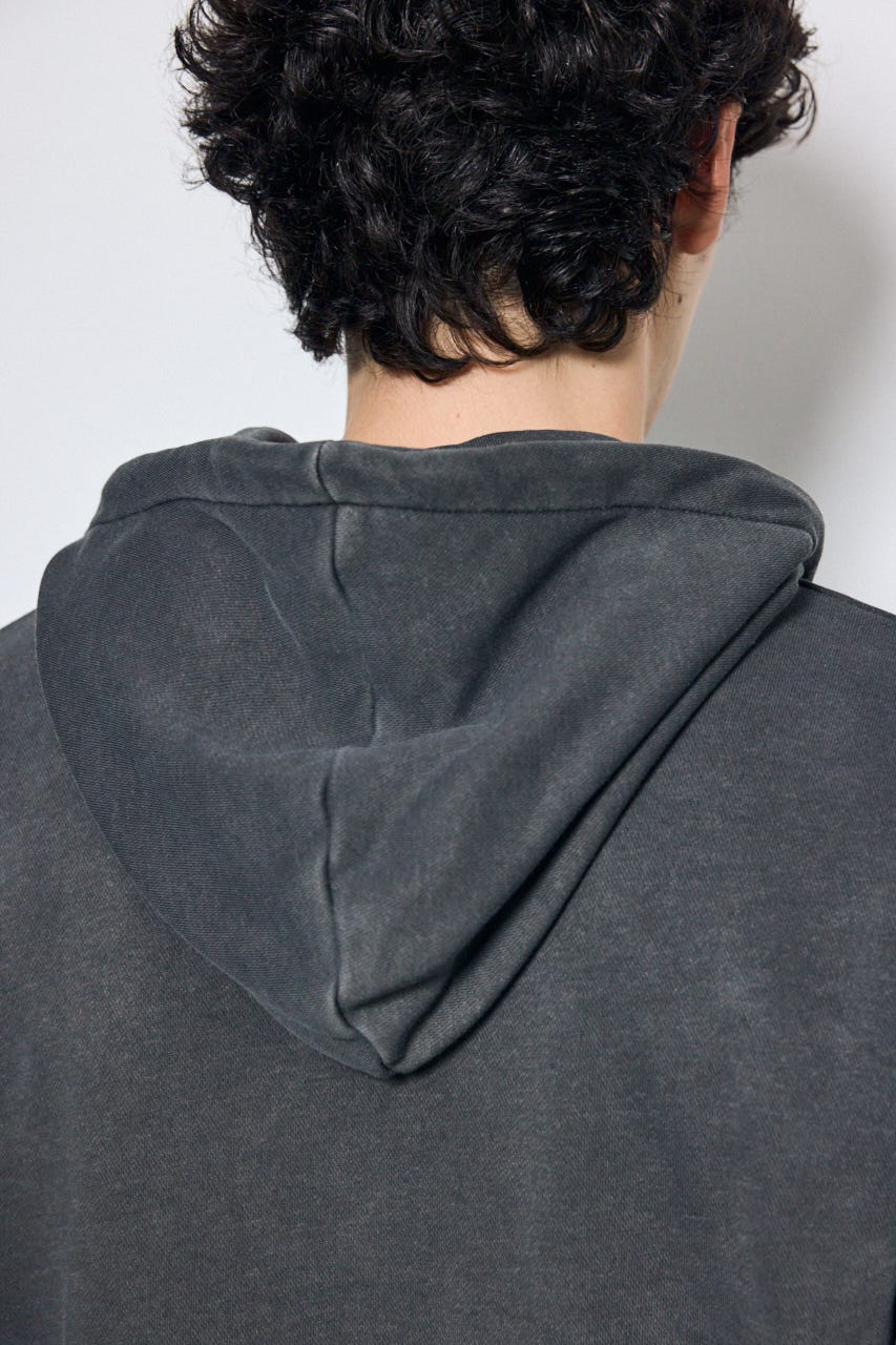 合皮アップリケ裏毛ジップパーカー L/BLK M