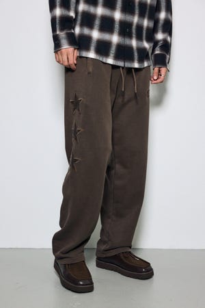合皮アップリケ裏毛パンツ