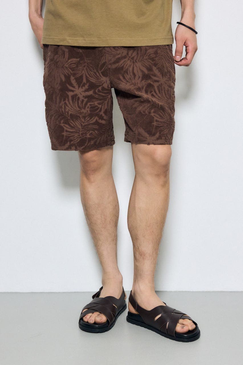 ボタニカルパイルショートパンツ BRN L