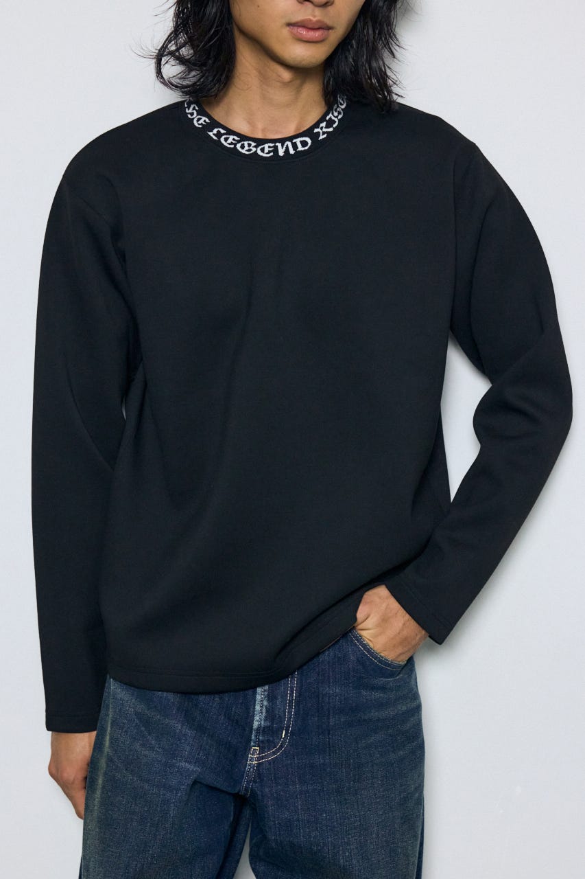 ネックロゴジャガードトップス BLK M