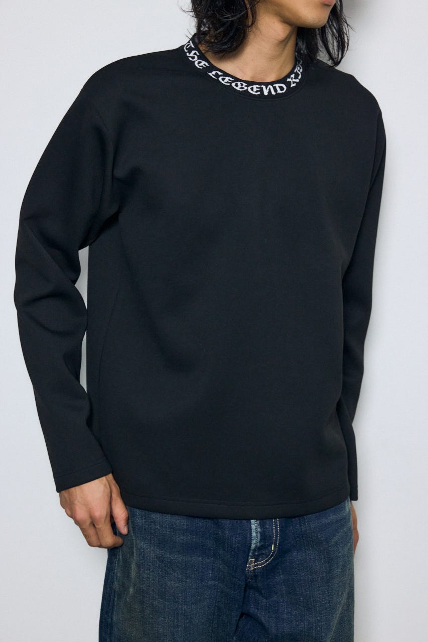 ネックロゴジャガードトップス BLK M