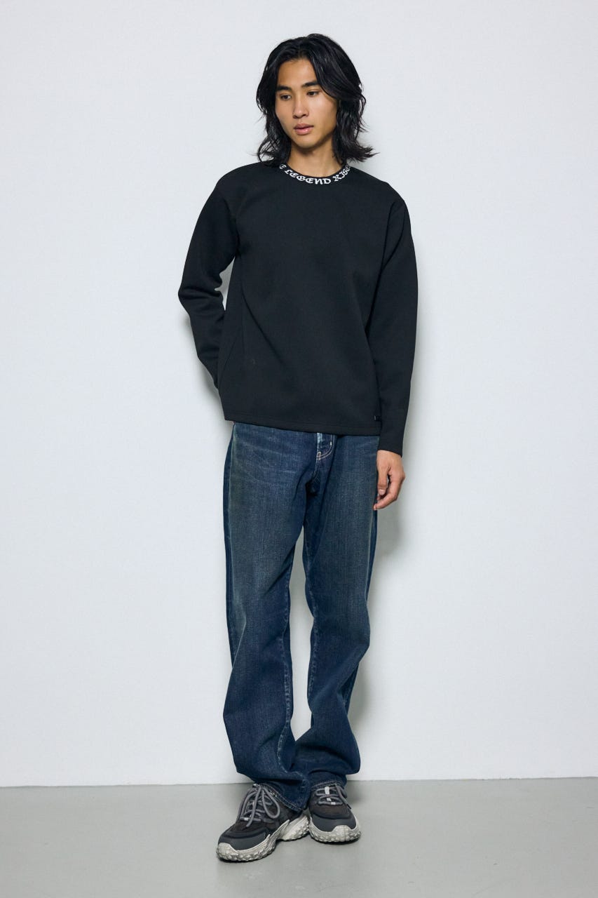 ネックロゴジャガードトップス BLK M