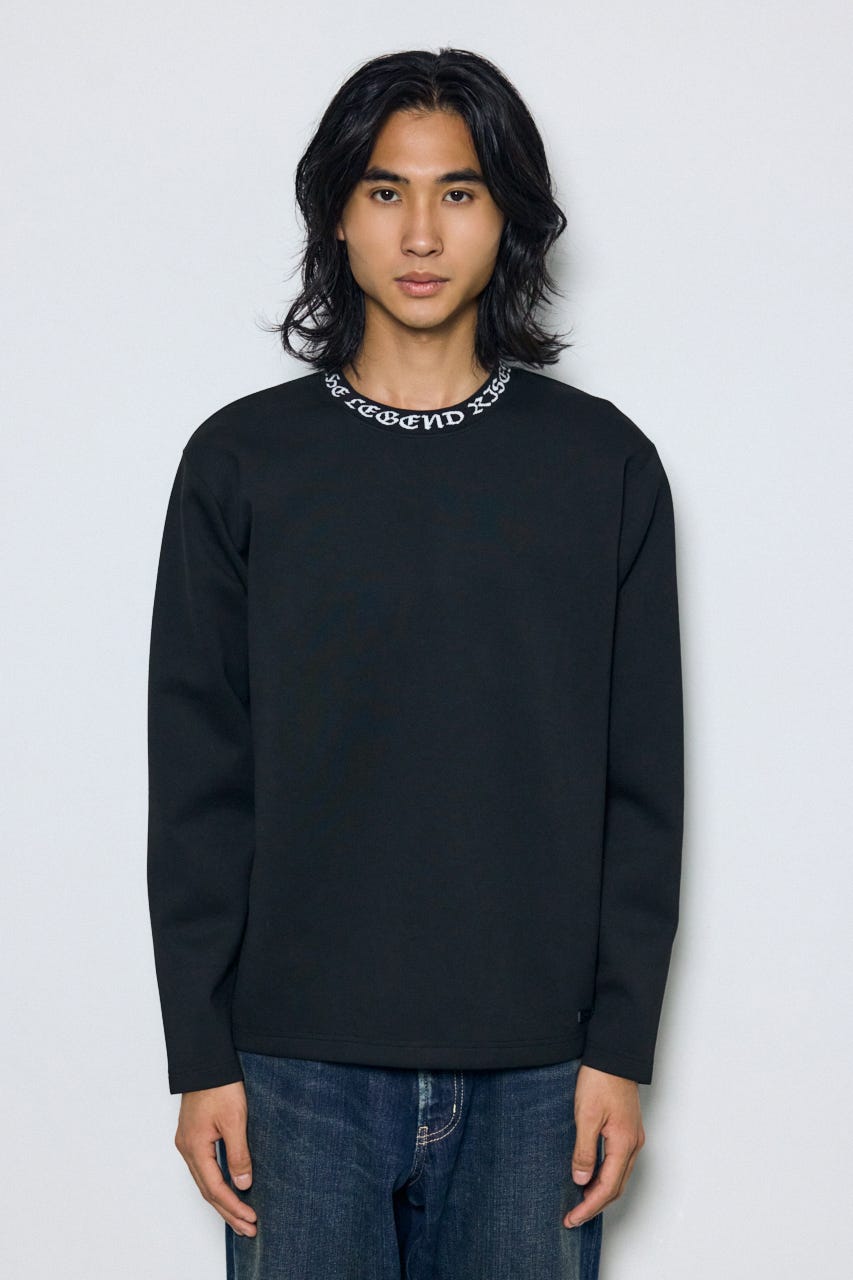 ネックロゴジャガードトップス BLK M
