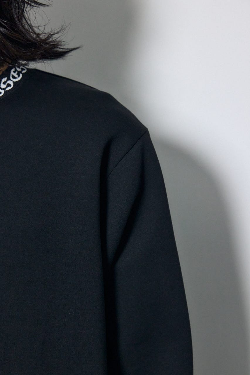 ネックロゴジャガードトップス BLK M